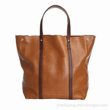 Leather tote bag, measures 47x36x16.5cm